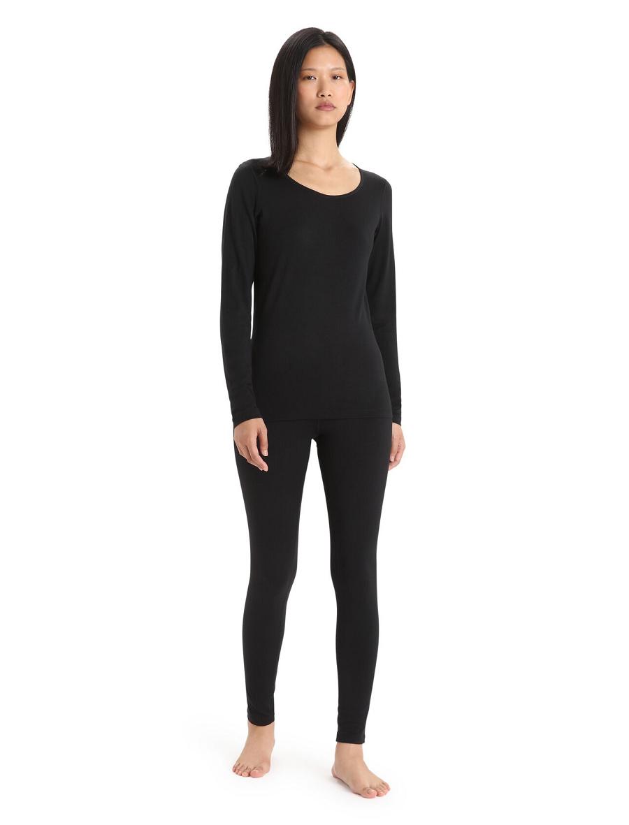 Icebreaker Merino 200 Oasis Thermal Leggings Naisten Base Layers Mustat | FI 1919KORI